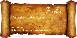 Petyka Lúcia névjegykártya